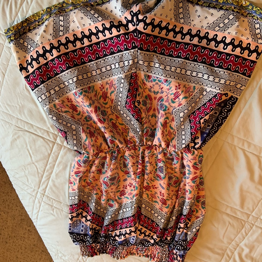 Paisley/Aztec print strapless romper